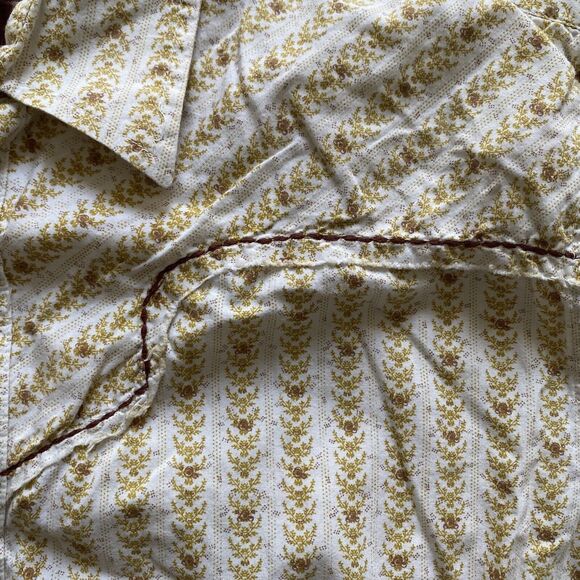 Vintage Red Men’s XL Western Snap Button Long Sleeve Shirt Floral‎ Yellow Rose - Picture 5 of 10